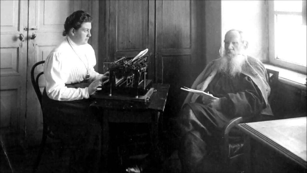 Лев Толстой с дъщеря си Александра